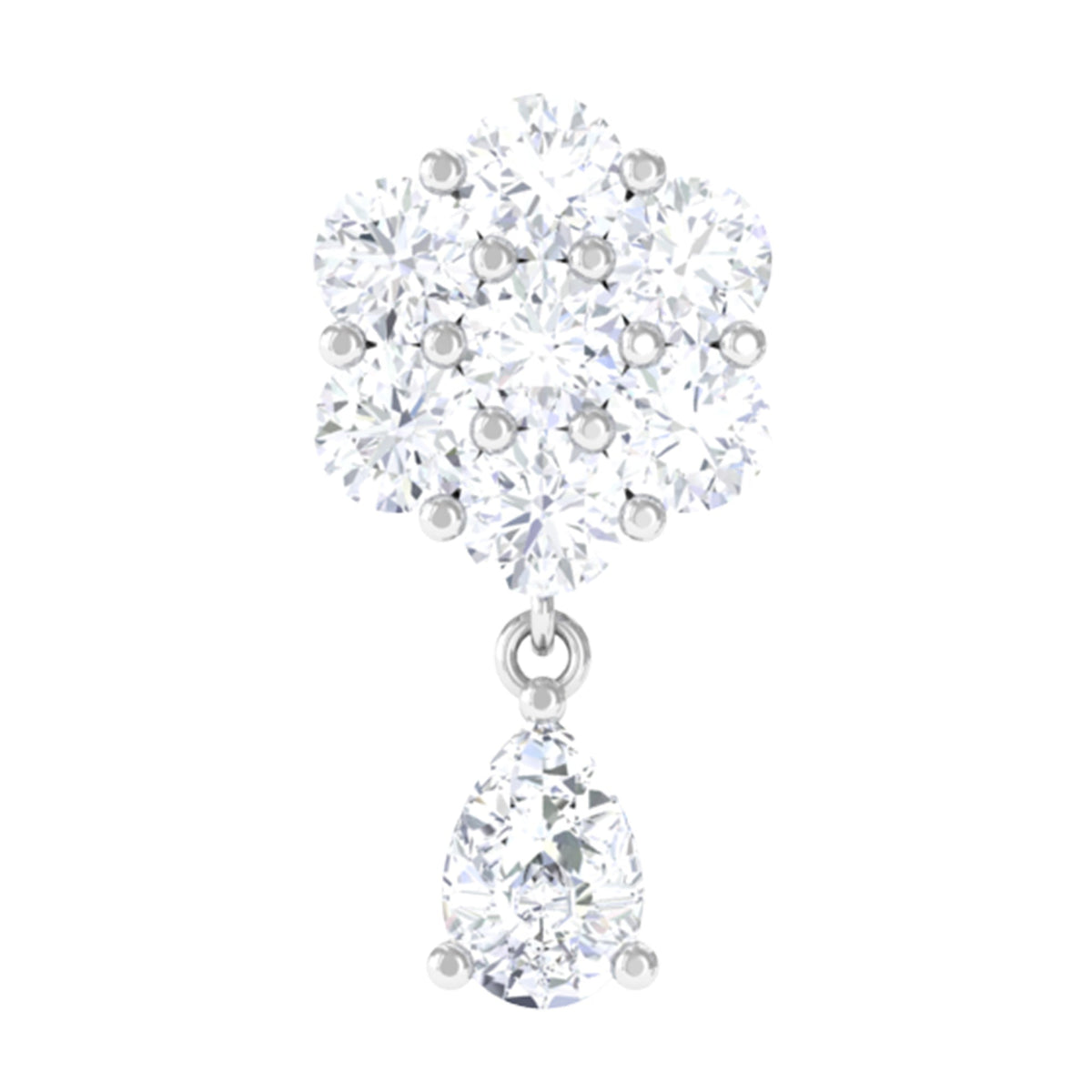 Moissanite Floral Drop Earring for Helix Piercing