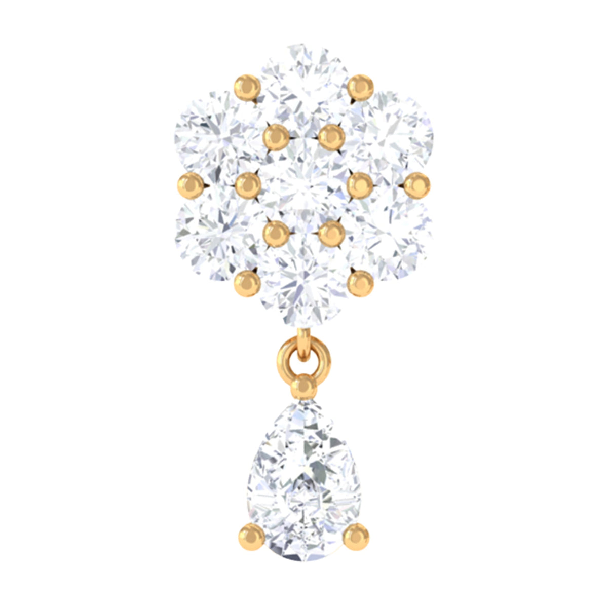 Moissanite Floral Drop Earring for Helix Piercing