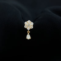 Moissanite Floral Drop Earring for Helix Piercing