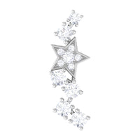Moissanite Star Crawler Earring for Helix Piercing