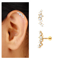 Moissanite Star Crawler Earring for Helix Piercing
