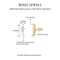 Moissanite Star Crawler Earring for Helix Piercing