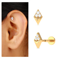 Natural Diamond Geometric Tragus Earring