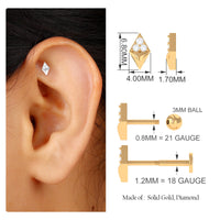 Natural Diamond Geometric Tragus Earring