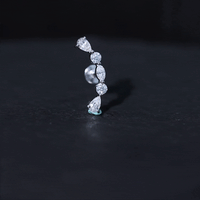 Certified Moissanite Curved Crawler Earring for Helix Piercing