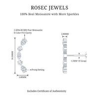 Certified Moissanite Curved Crawler Earring for Helix Piercing