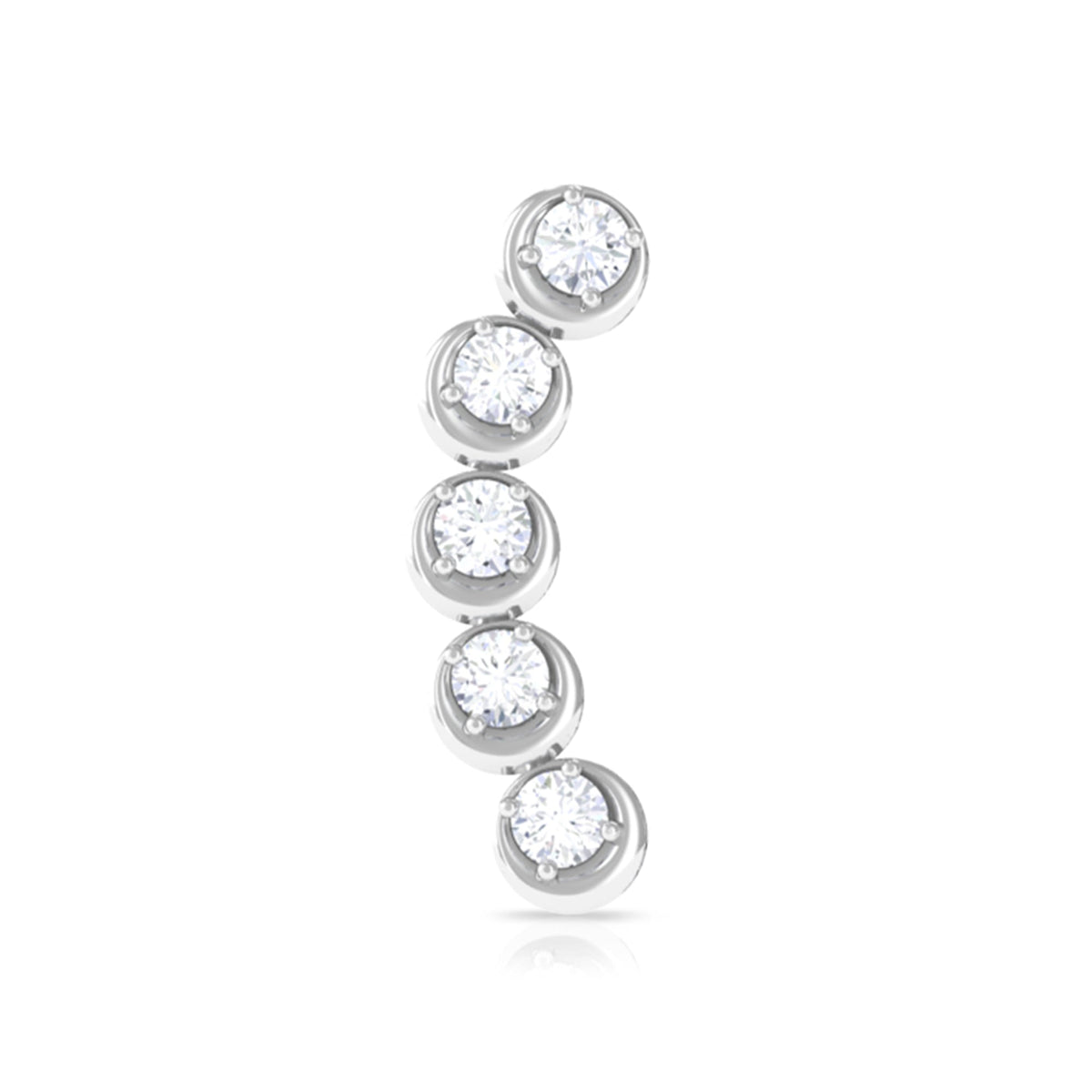 Round Moissanite Crawler Earring for Helix Piercing