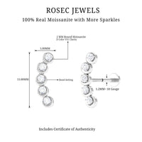 Round Moissanite Crawler Earring for Helix Piercing