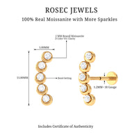 Round Moissanite Crawler Earring for Helix Piercing