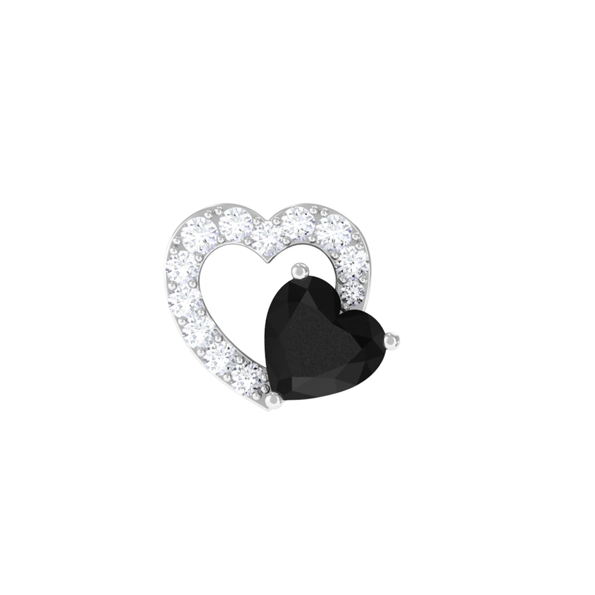 Black Onyx and Lab Grown Diamond Heart Helix Earring