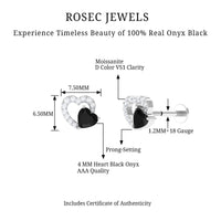 Black Onyx and Lab Grown Diamond Heart Helix Earring