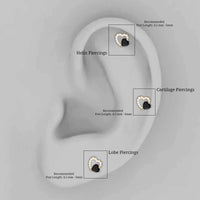 Black Onyx and Lab Grown Diamond Heart Helix Earring