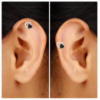 Black Onyx and Lab Grown Diamond Heart Helix Earring
