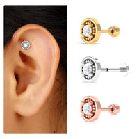 Certified Moissanite Circle Earring for Helix Piercing