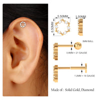 Genuine Diamond Star Earring for Cartilage Piercing