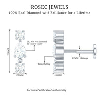 Natural Three Diamond Cartilage Earring with Flat Back