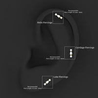 Natural Three Diamond Cartilage Earring with Flat Back