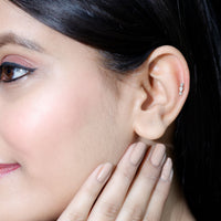 Natural Three Diamond Cartilage Earring with Flat Back