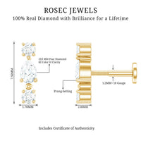 Natural Three Diamond Cartilage Earring with Flat Back