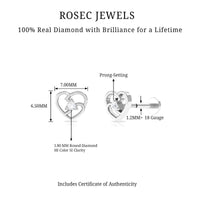 Real Diamond Unique Heart Earring for Upper Lobe Piercing
