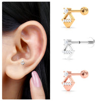 Unique Diamond Geometric Tragus Earring