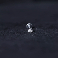 Tiny Round Moissanite Conch Earring with Flat Back