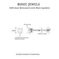 Tiny Round Moissanite Conch Earring with Flat Back