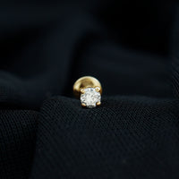 Tiny Round Moissanite Conch Earring with Flat Back