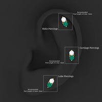 Dainty Emerald and Diamond Two Stone Tragus Earring