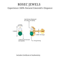 Dainty Emerald and Diamond Two Stone Tragus Earring