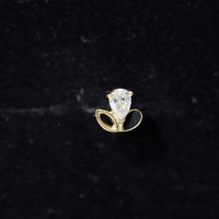 Pear Cut Moissanite Cartilage Earring with Black Enamel
