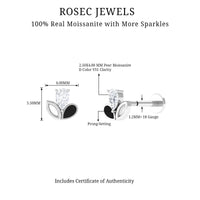 Pear Cut Moissanite Cartilage Earring with Black Enamel