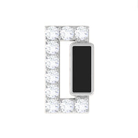 Diamond Bar Tragus Earring with Black Enamel