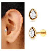 Real Diamond Teardrop Helix Earring with Twisted Rope Frame