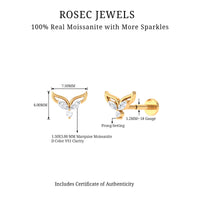 Certified Moissanite Fishtail Earring for Cartilage Piercing