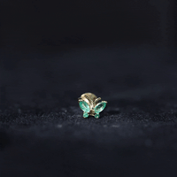 Natural Emerald Butterfly Earring for Cartilage Piercing