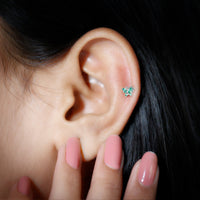 Natural Emerald Butterfly Earring for Cartilage Piercing