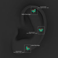Natural Emerald Butterfly Earring for Cartilage Piercing