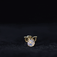 Round Ethiopian Opal Cute Cat Cartilage Earring