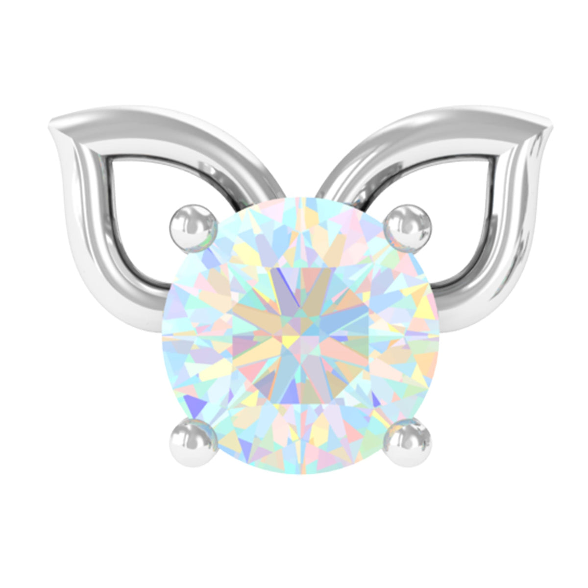 Round Ethiopian Opal Cute Cat Cartilage Earring