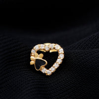 Certified Moissanite Paw and Heart Cartilage Earring with Enamel