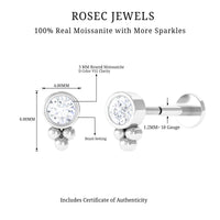 Minimalist Moissanite Beaded Helix Earring in Bezel Setting