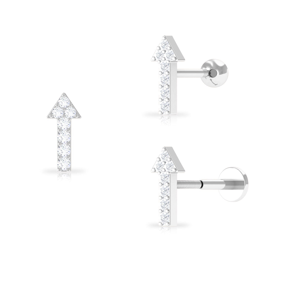 Minimal Diamond Arrow Forward Helix Earring