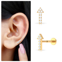 Minimal Diamond Arrow Forward Helix Earring