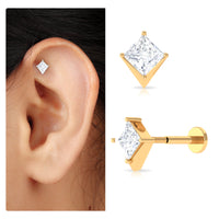 Princess Cut Moissanite Tragus Earring for Women