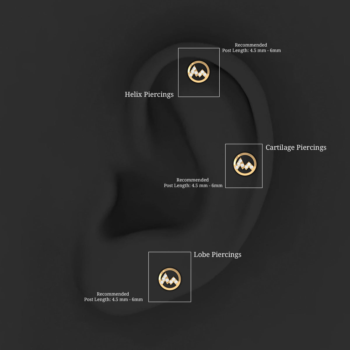 Genuine Diamond Unique Circle Earring for Cartilage Piercing