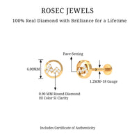 Genuine Diamond Unique Circle Earring for Cartilage Piercing