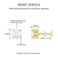 Dainty Moissanite Solitaire Conch Earring