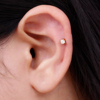 Dainty Moissanite Solitaire Conch Earring