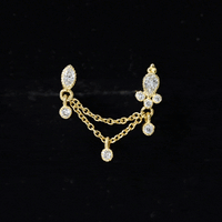 Certified Moissanite Double Chain Earring for Helix Piercing